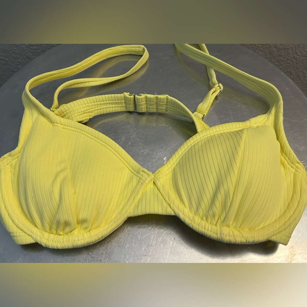 Xhilaration Yellow Ribbed Bikini Top